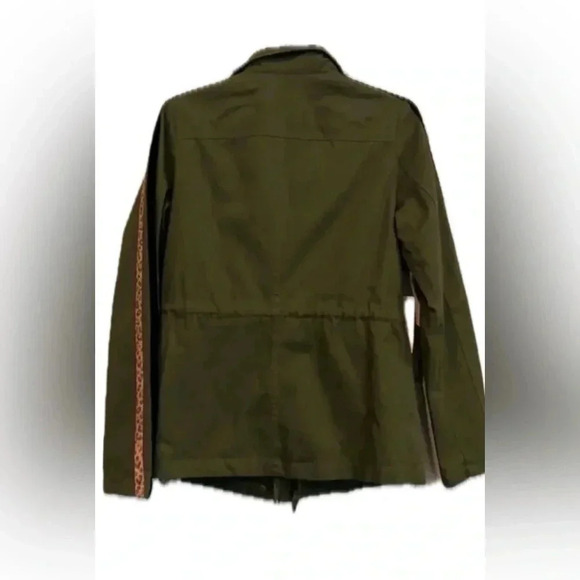 Peyton Jensen XS military olive green jacket with animal print detail on sleeve - Picture 4 of 9
